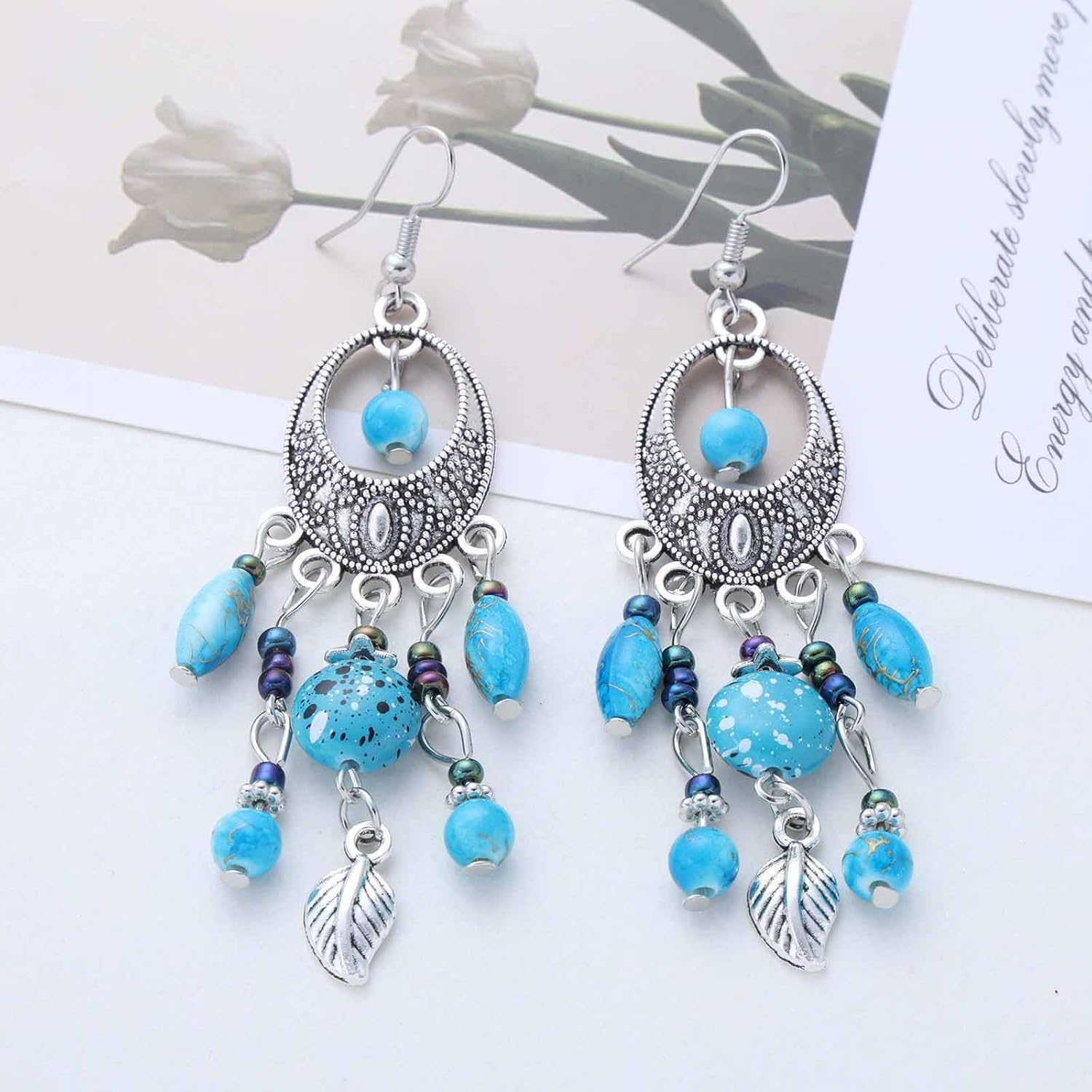 Boho Red Tassel Bead Earrings Tiny Bead Fringe Drop Earring Tribal Beads Tassel Earring Long Fringe Earrings Jewelry for Women - Image 5