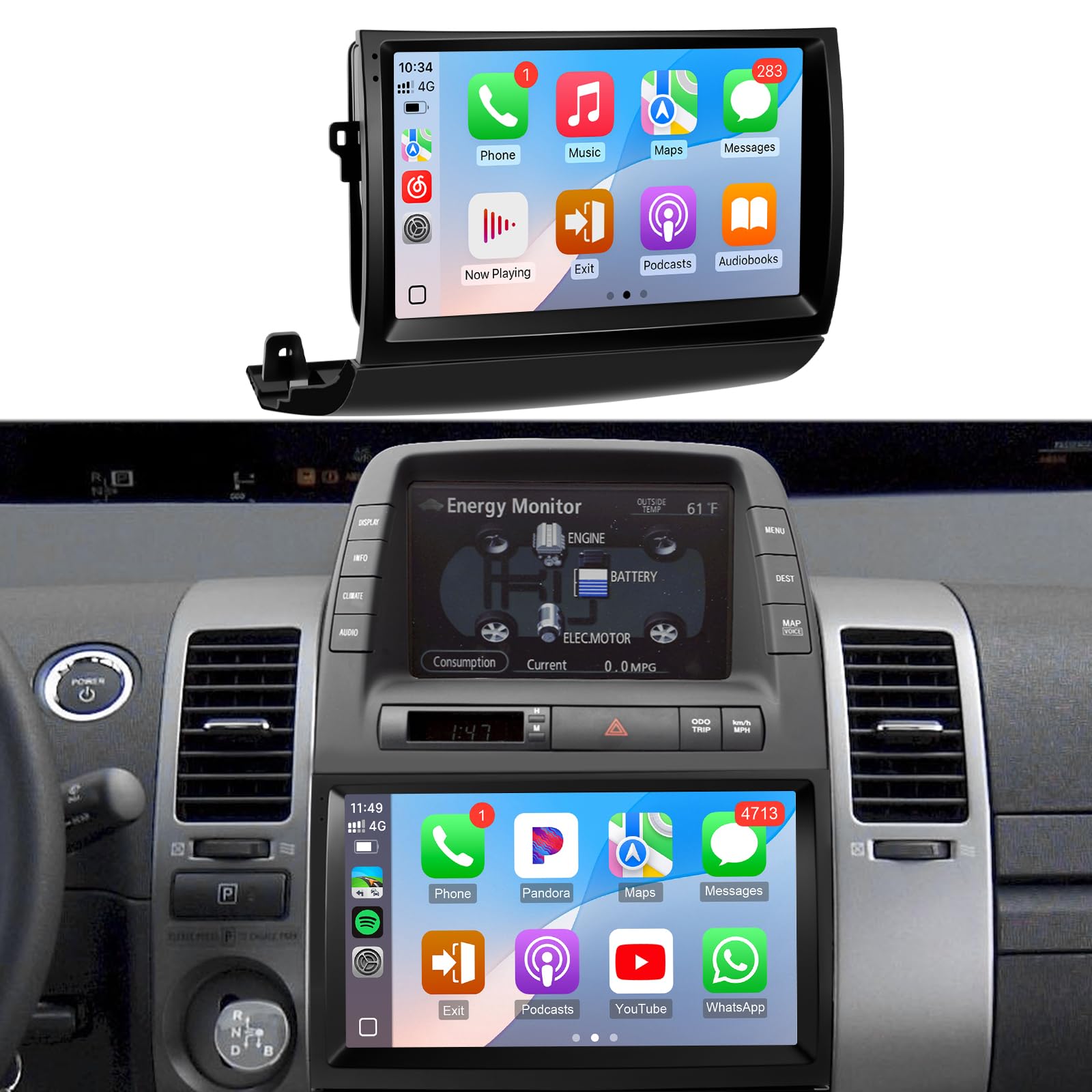 Photo 1 of Leadfan Car Radio for Toyota Prius 2004-2009 Stereo with Wireless Carplay Android Auto(Fit JBL), 9'' Touchscreen for Toyota Prius GPS Navigation Bluetooth WiFi Rear Camera FM Mirrorlink Split Screen