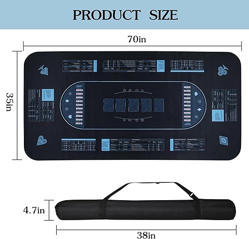 Miniatura 2 de RUNNING HOT Exclusivo tapete de póquer profesional 70 x 35 pulgadas, antideslizante, duradero, diseño plegable con guía de probabilidad de póquer,