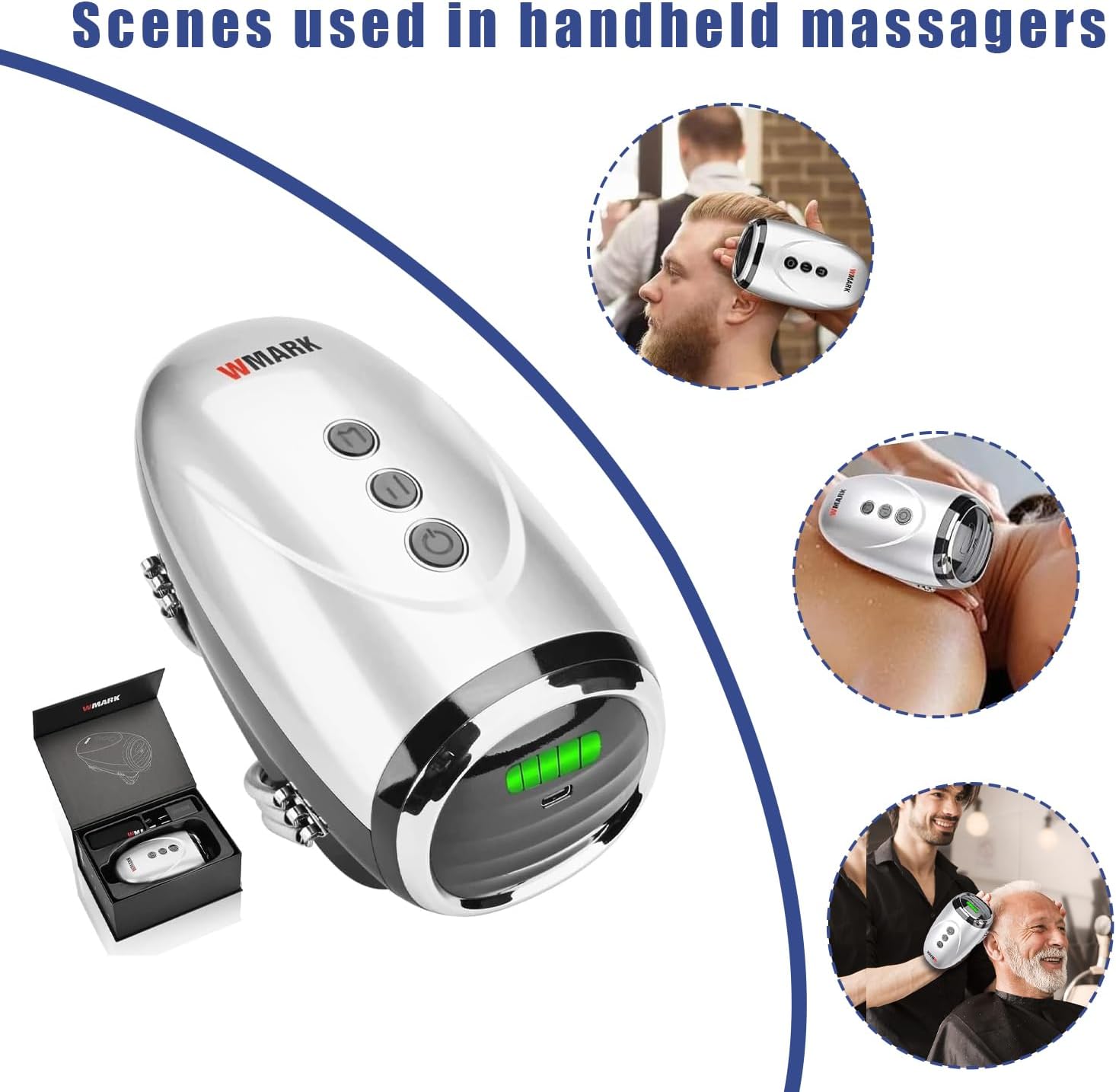 Specialty Hairdressing Massager/Cordless Handheld Massager,USB Charge Neck/Legs/Hand/Face Massager, 2 Massage Nodes 2600AMH (Silver-1) - Image 6
