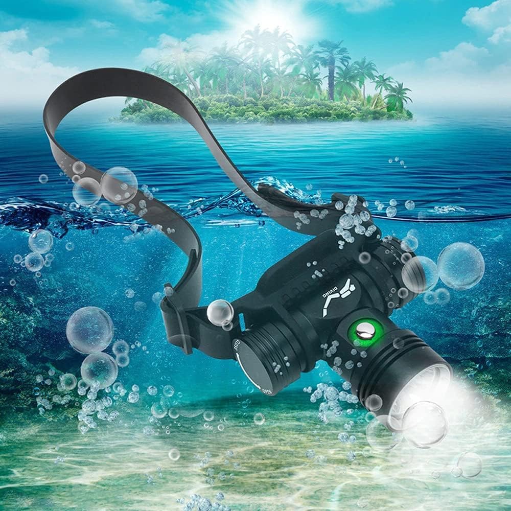 Bestsun Black Rechargeable Diving Headlamp High Lumens Scuba Diving Headlight Super Bright Ipx8 Waterproof Dive Swimming Submarine Headlamps,3 Modes Underwater Safety Light With Power Indicator For Snorkeling