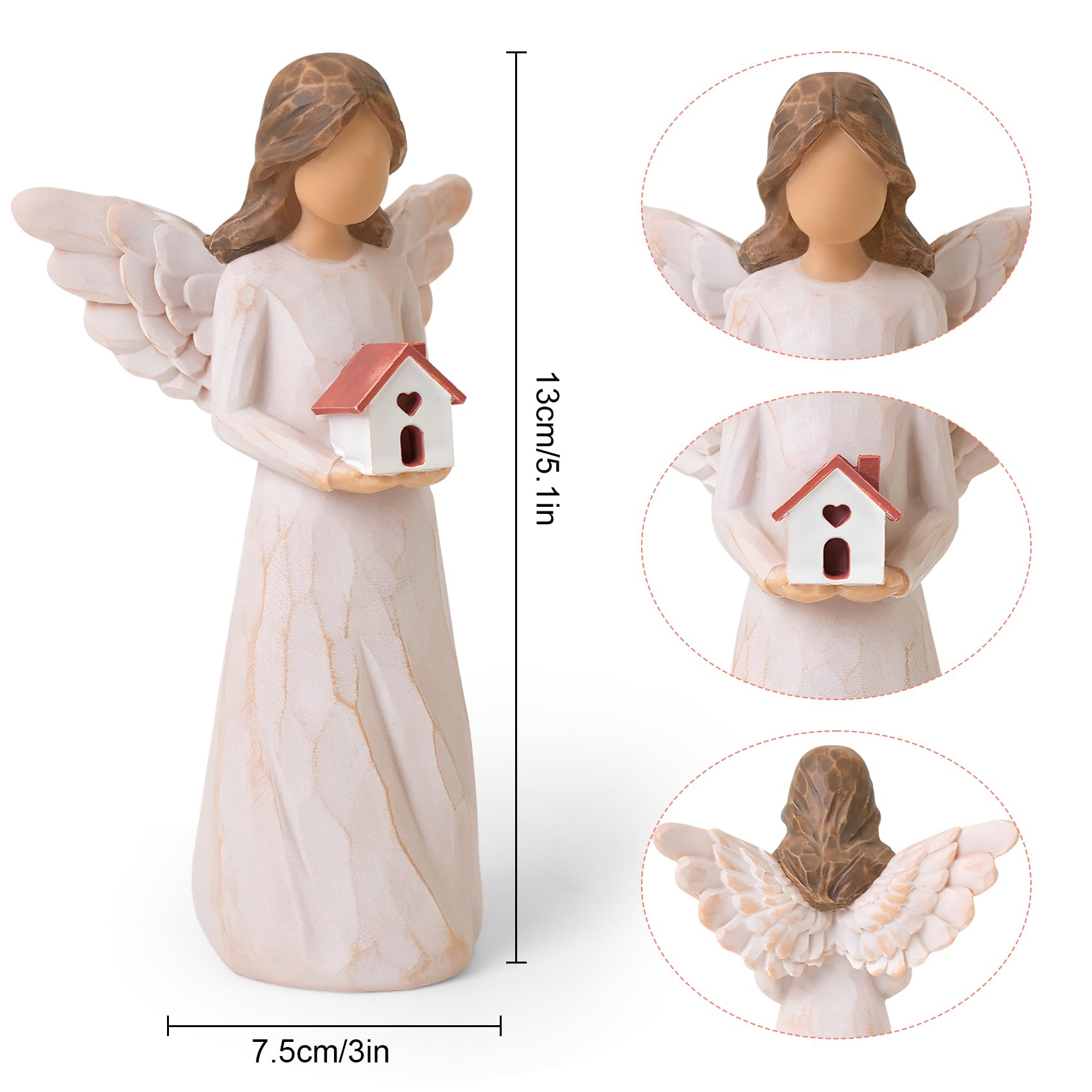 thovorrnl Regali di inaugurazione della casa, regalo di inaugurazione della casa per donne, uomini, coppie, acquirenti di casa per la prima volta, proprietari di case, angelo custode con statuette di