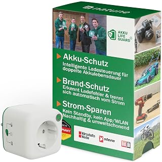 Verlängert Akkulebensdauer, Intelligenter Akkuschutz Adapter mit Sicherheitsabschaltung, Akku Brandschutz, Akkuschoner spart Strom, Natune Ladeadapter, Made in Germany, Bekannt aus TV - Amazon product rated Grade B