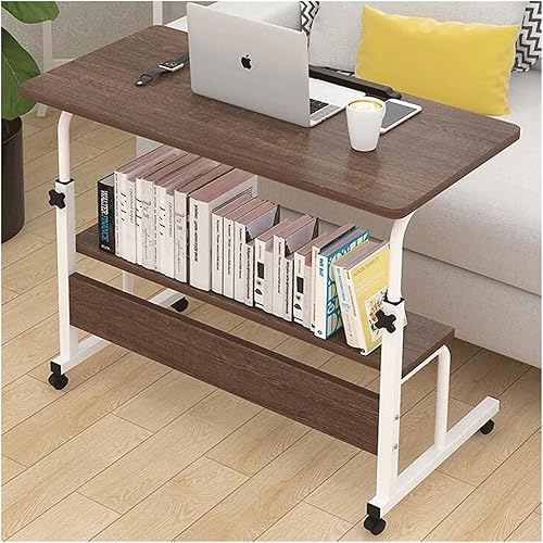 Miniatura 6 de JITEM Escritorio de pie móvil de altura ajustable para computadora con estante de almacenamiento, carrito moderno rodante para computadora portátil