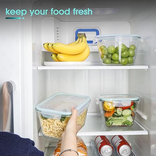 Miniatura 4 de NUTRIUPS Contenedores de almacenamiento de alimentos de vidrio grandes de 2.0L, 6.8 × 5 pulgadas de profundidad cuadrados contenedores de