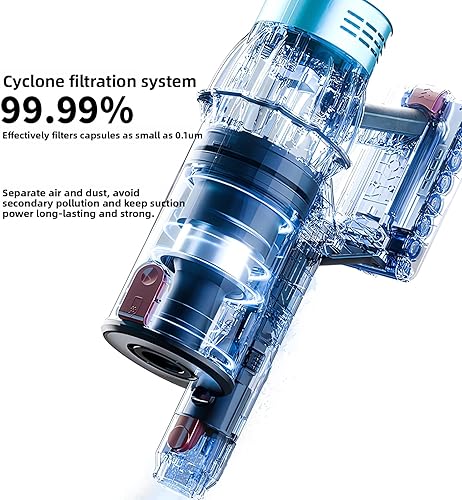 Miniatura 6 de Aspiradora inalámbrica, 550 W, 45 KPA, 70 minutos para el hogar, aspiradora inalámbrica de pie con estación de carga y pantalla LED, aspiradora