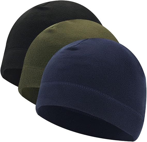 TUONYIS 3 Packs Schedel Cap Beanie Hoed, Winter Thermisch Fleece Hardloophoed, Beanie Cap Hoofddeksel met Oorbedekking, Elastische Helmvoering voor Hardlopen Fietsen voor Vrouwen Mannen, 3 kleuren