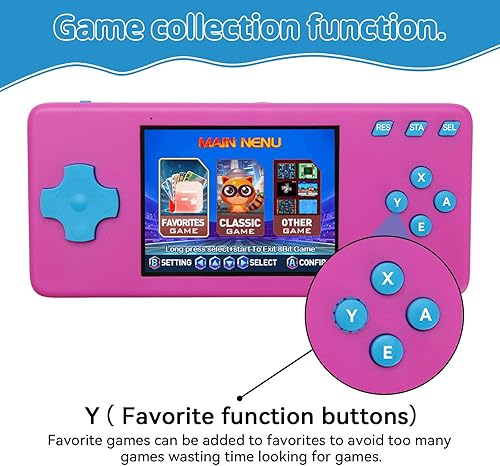 Miniatura 5 de Consola de juegos portátil, consola de videojuegos portátil con juegos retro, pantalla de 3.2 pulgadas, batería recargable, auriculares integrados y