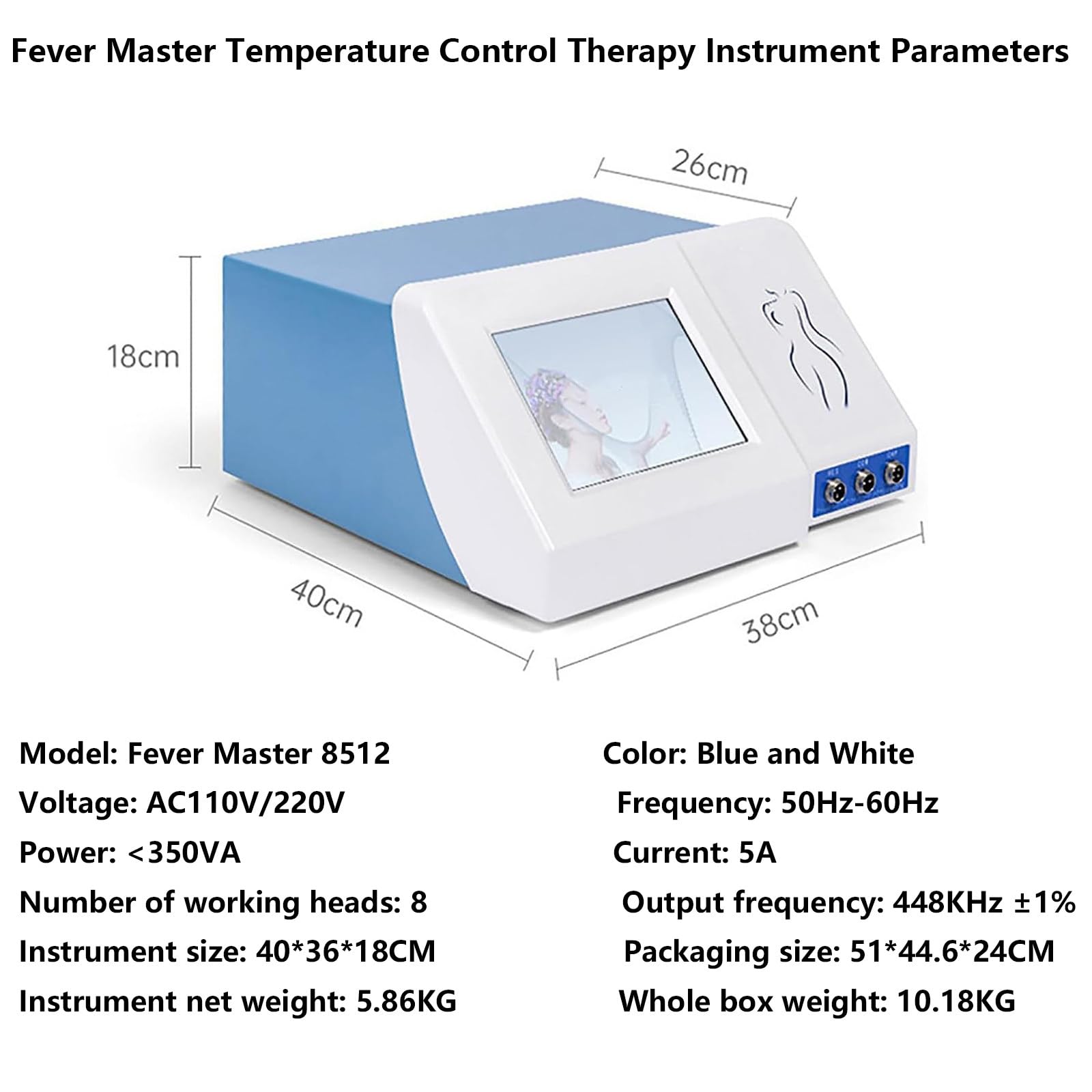 Macchina per Tecarterapia 448K,Dispositivo per Fisioterapia a Temperatura Controllata con 2 Impugnature, 8 Sonde E 1piastra Negativa,Energia Regolabile per dragare i meridiani del Corpo