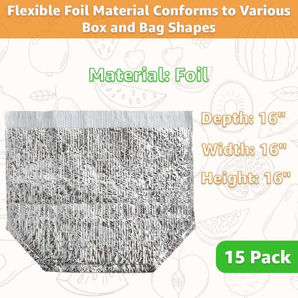 Insulated Box Liner for Refrigerated and Frozen Shipping, Foil Thermal Bag, 15/Case 16" x 16" x 16"