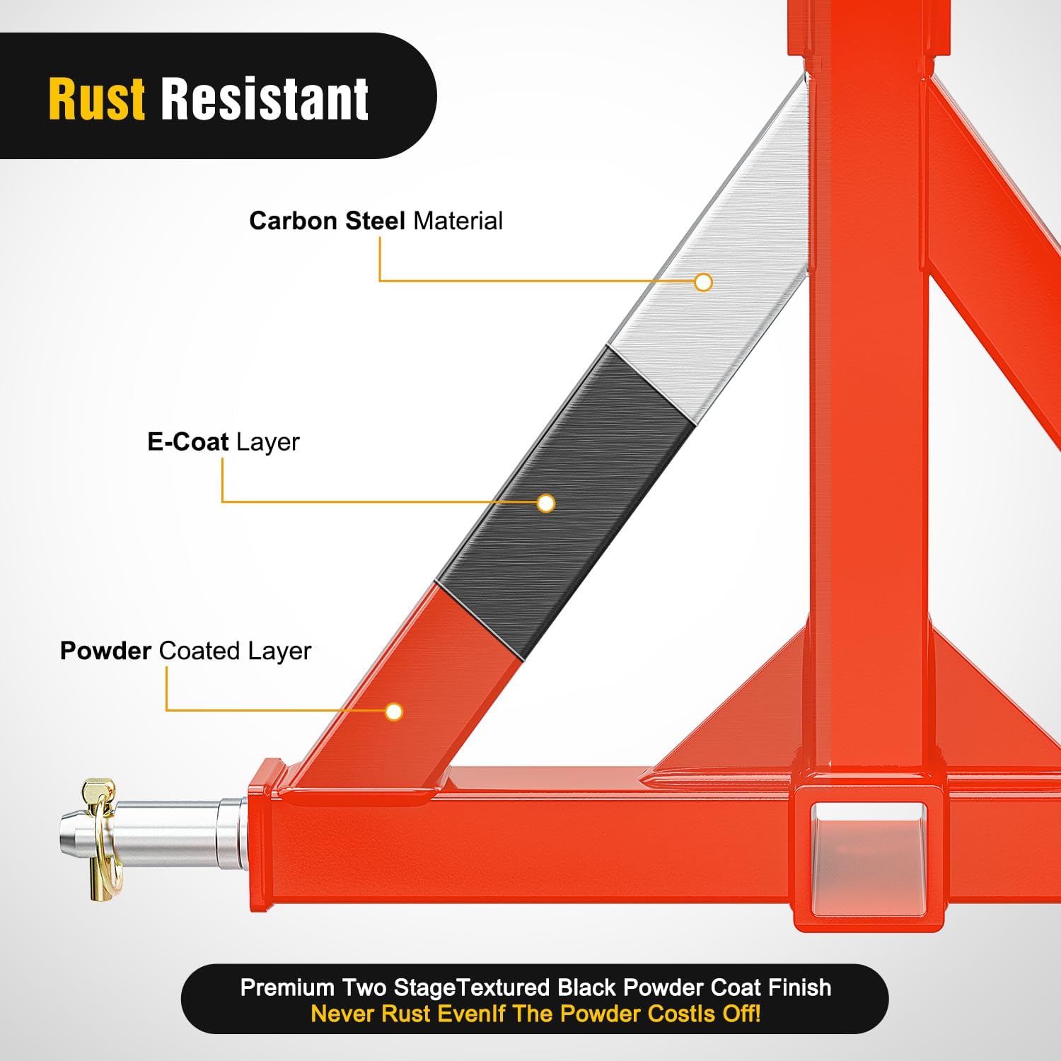 Nilight 3 Point 2" Trailer Hitch Receiver Category 1 Heavy Duty Tractor Drawbar Adapter Compatible with Kubota Bx John Deere Nortrac Kioti Yanmar Cat Orange