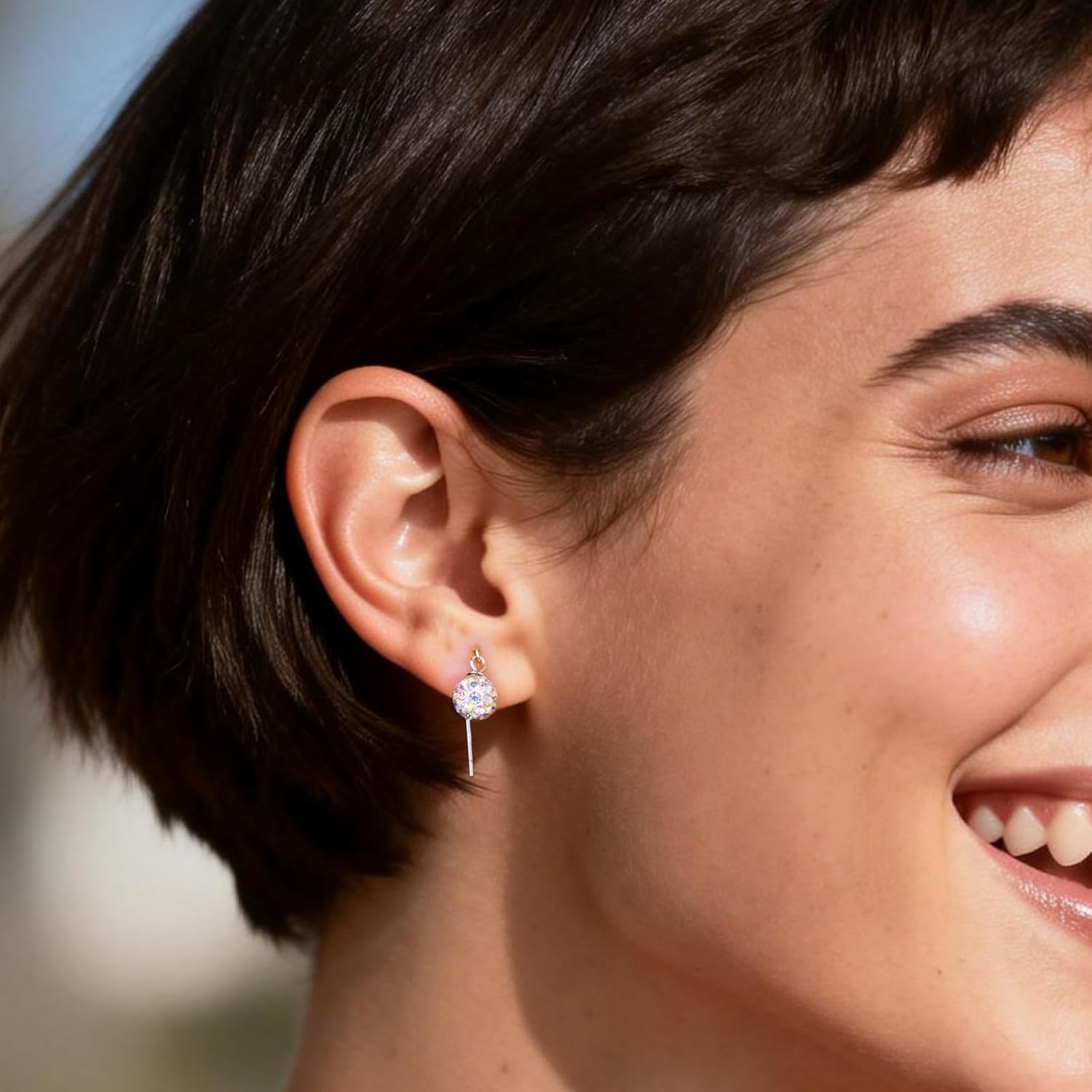 Christmas Gift 925 Sterling Silver Dangle Earrings for Women With Disco Shiny Ball Earrings Stud Multicolor Earring Jewelry - Image 5