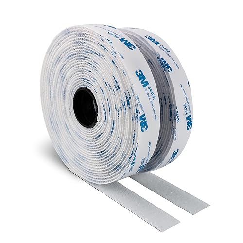 3M Hook and Loop Self Adhesive Tape 1” x 20Ft 9448A Sticky Back Interlocking Nylon Fabric Fastener Heavy Duty Adhesion Strip Tape White(9448AI) - White - 1” x 20Ft