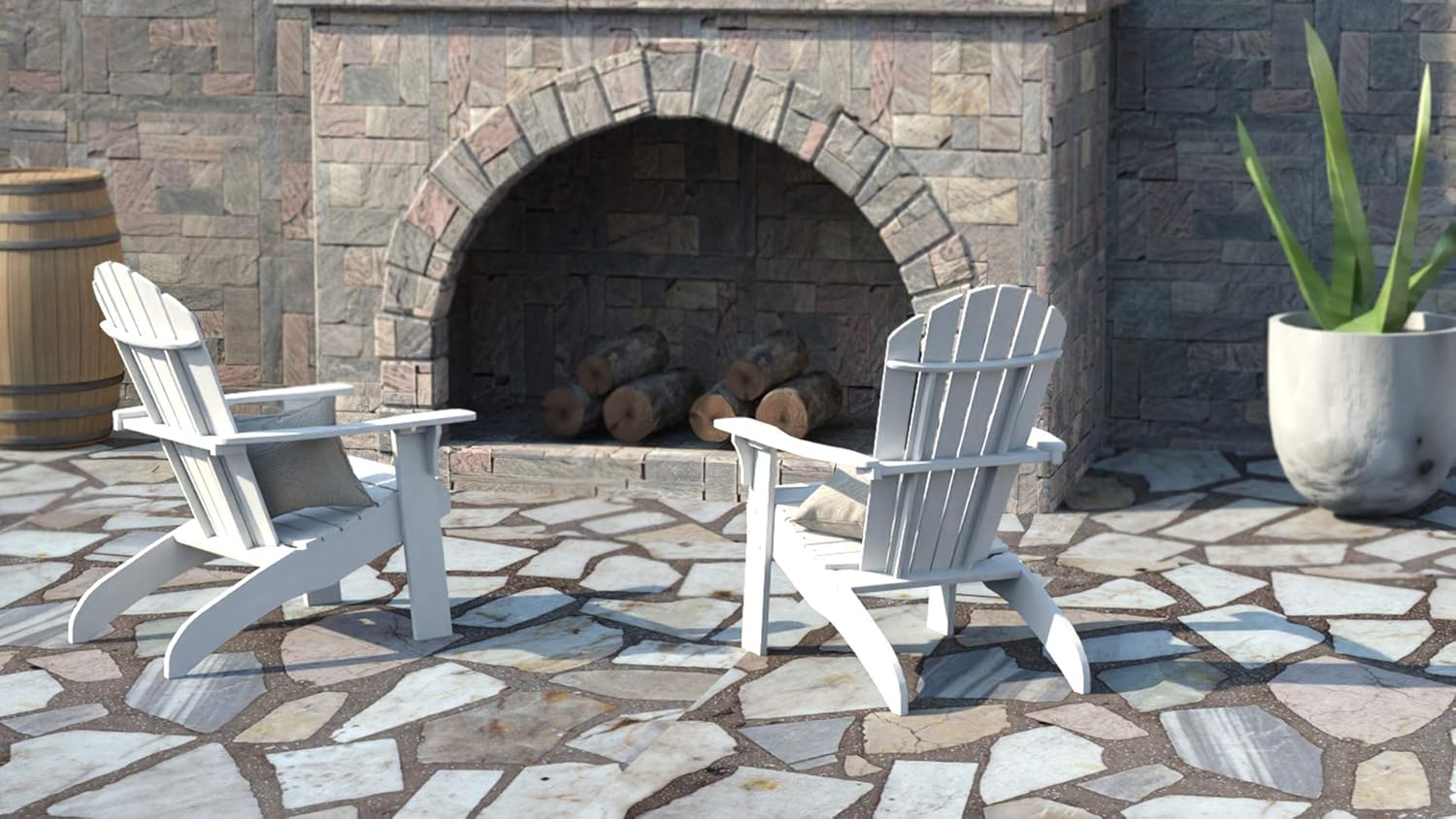 PolyTEAK King Size Adirondack Chair, White | Adult-Size, Weather Resistant, Made from Special Formulated Poly Lumber Plastic : Patio, Lawn & Garden