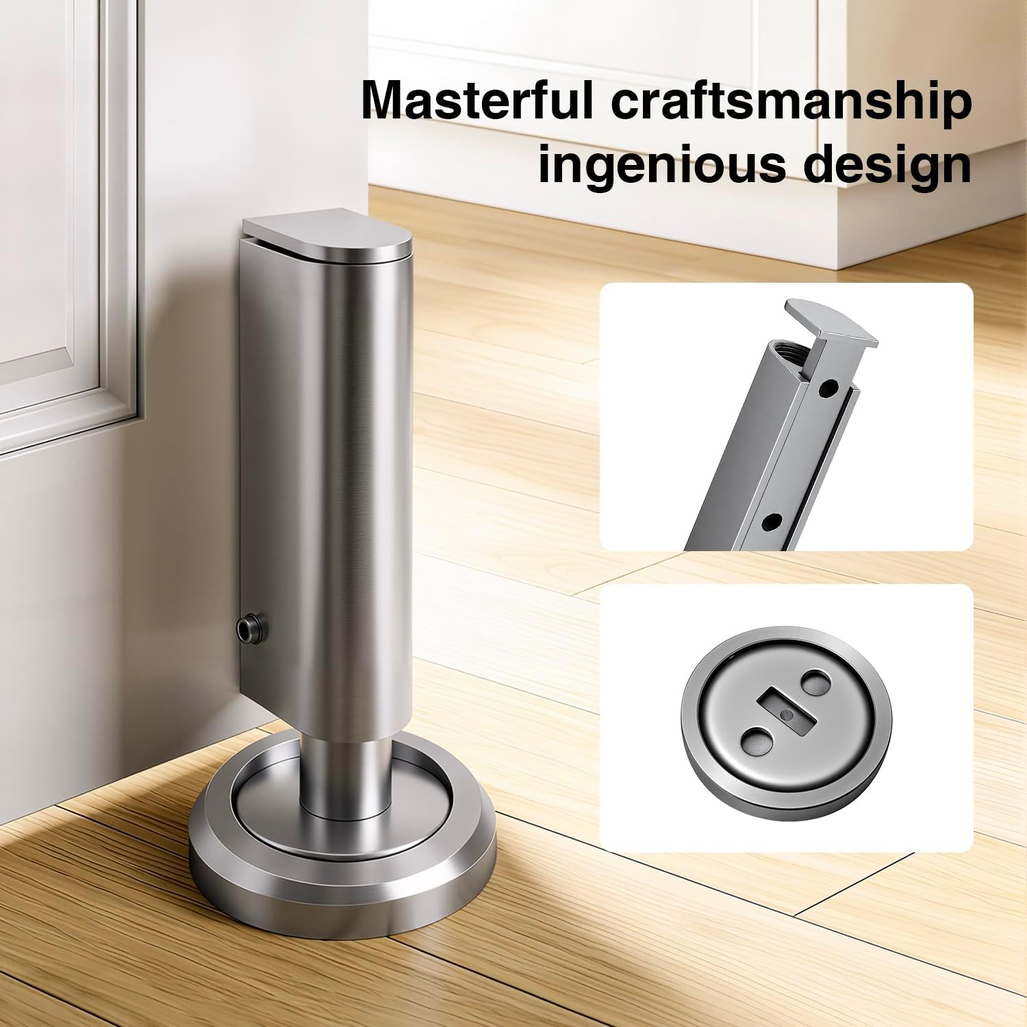Adjustable Height Magnetic Door Stopper,304 Stainless Steel Magnetic Doorstop with Floor Mounted,Door Holder to Keep Door Open No Drilling with Screws and 3M Adhesive,1 Pack(Silver) image 5
