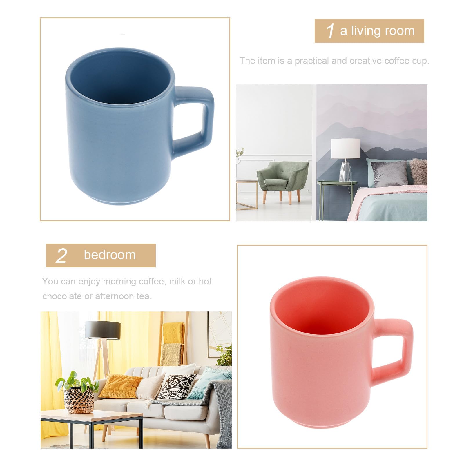Set 5 Tazze da Caffè in Ceramica Creative Manico, Resistenti a Bassa Assorbimento D'acqua, Perfette per Colazione e Bevande Calde