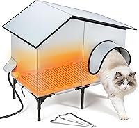 Txunocy Heated Outdoor Cat House with Heater - Waterproof Insulated Shelter for Winter Feral Stray Barn Cats