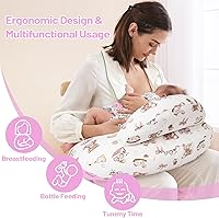 Vista 2 de Nursing Pillow, Breastfeeding Pillows, with Removable Pillow Cover, Machine Washable, Machine Washable, Pink Bears, Pallet of Product