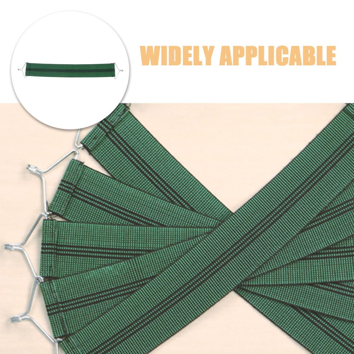 Cinturones de Cincha Elásticos Reforzados para Sillón Reclinable, 5 Piezas de Tela Verde Que Mejoran Soporte y Comodidad en Sillas Reclinables