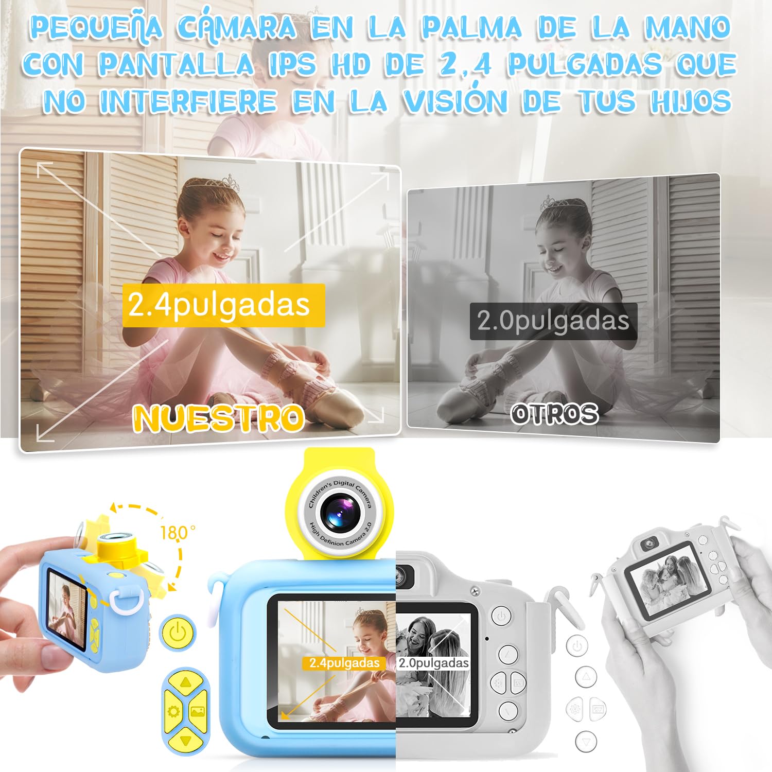 ARNSSIEN Camara Fotos Infantil 2,4" Camara de Fotos para Niños Flip 180°