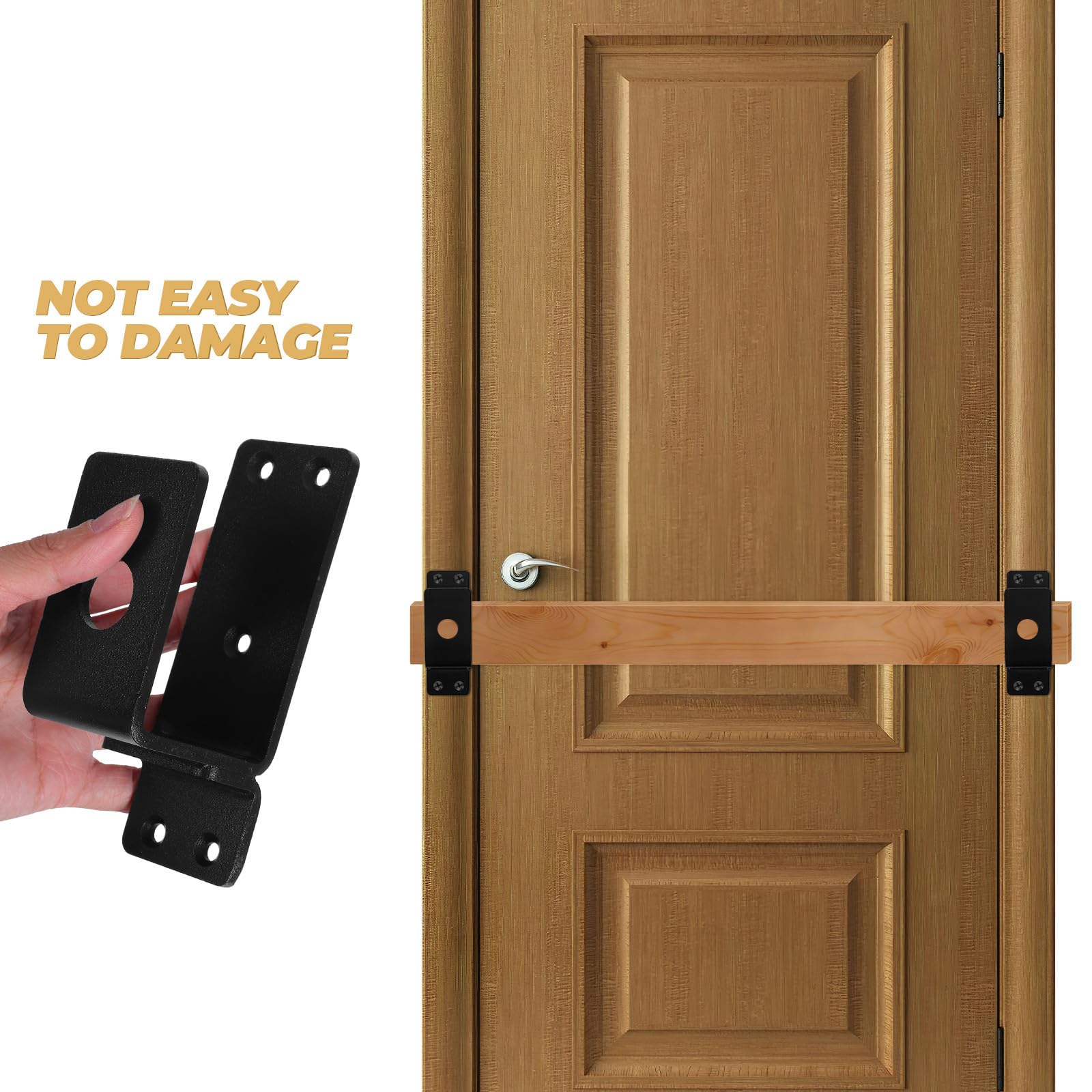 Abaodam Soportes de Barra para Puerta de Metal en Forma de U, Barrera de Seguridad Desplegable, Resistente y Compacto, Juego de 2 Unidades Negro para Hogar y Negocios