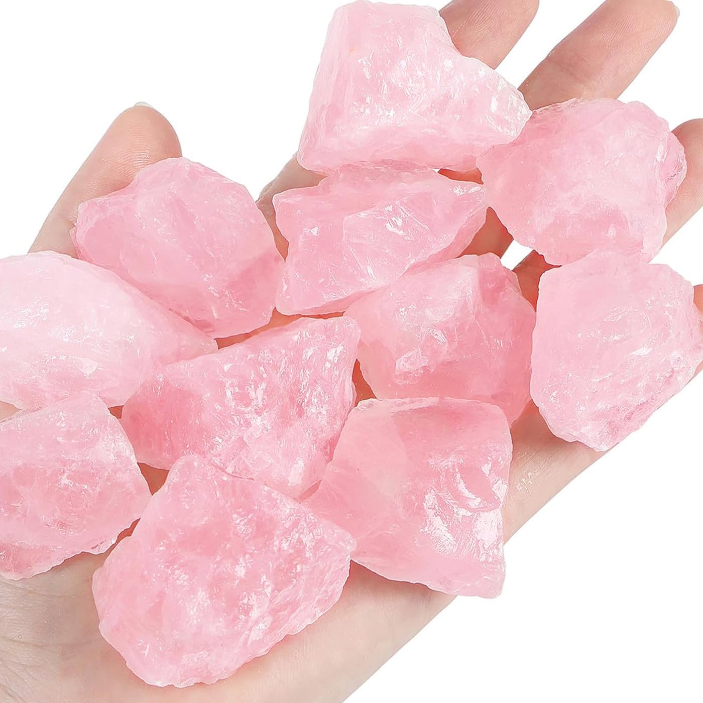 XIANNVXI Rose Quartz Crystals Large Natural Raw Rose Quartz Crystal Rocks Rough Stones 1" Bulk Reiki Healing Gemstones Tumbling Cabbing Fountain Rocks 0.45lb