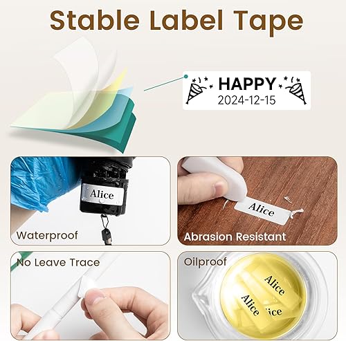 Vista 36 de Phomemo D30 - Etiquetadora con cinta, Bluetooth, portátil, pequeña, para teléfono inteligente, múltiples plantillas, icono de fuentes, fácil de Verde