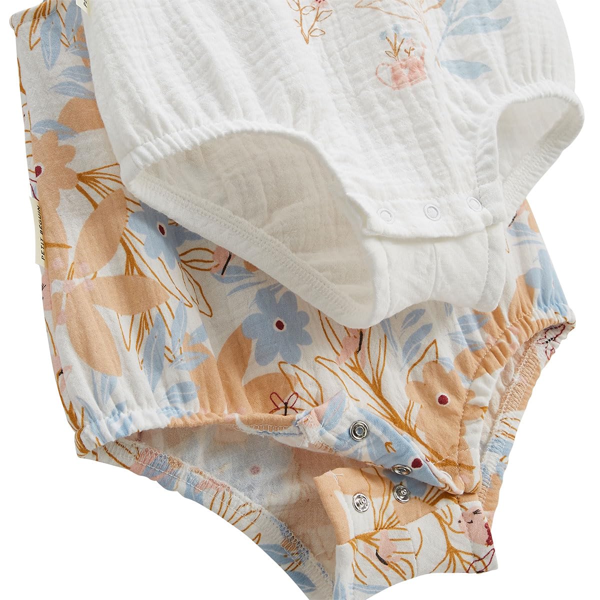 Petit Béguin - Lot de 2 barboteuses bloomer bébé en gaze de coton Praline