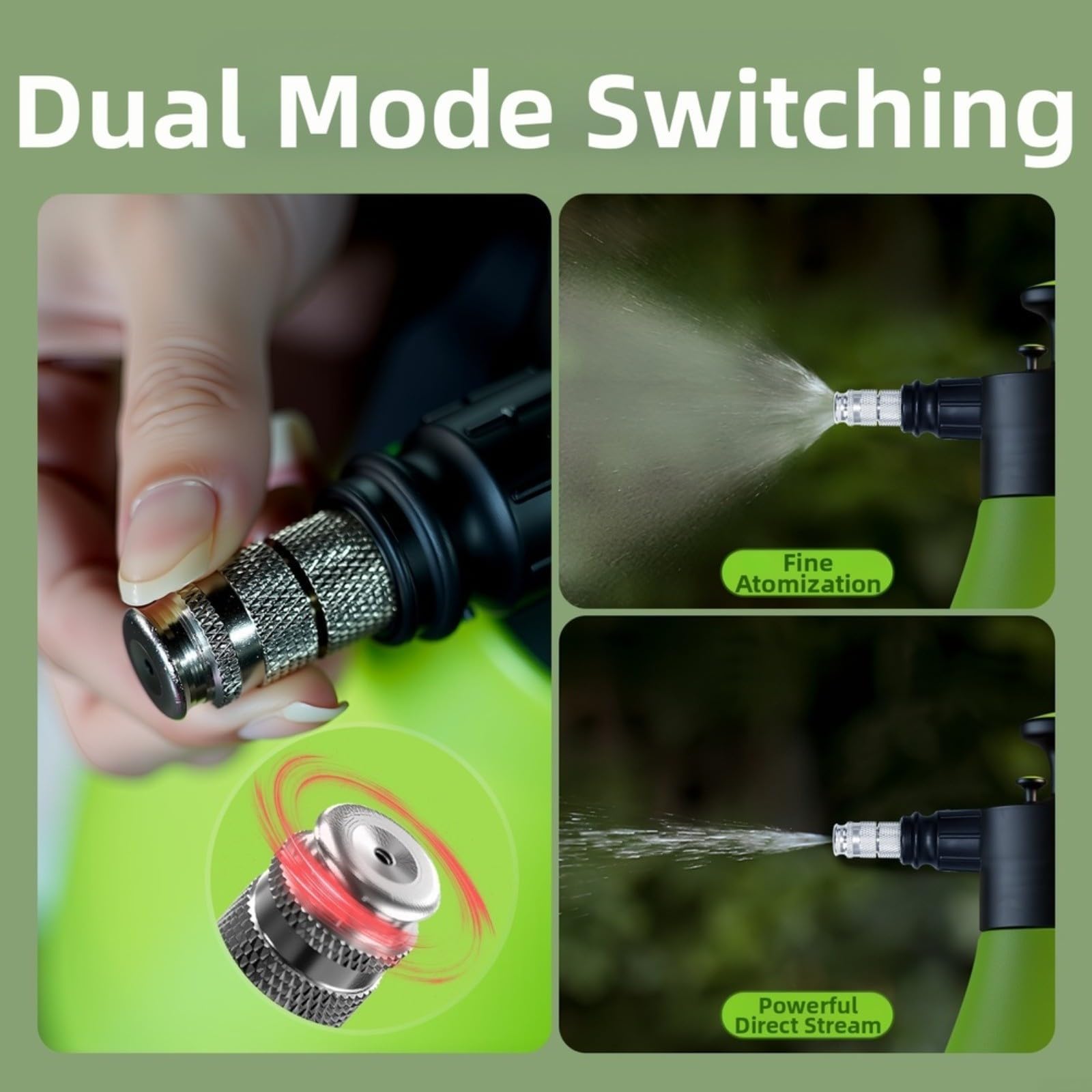 Vaporisateur à pression de 4 L pour lavage de voiture, pour pulvérisateur à jet de brume double mode avec poignée ergonomique, vert (4 L)