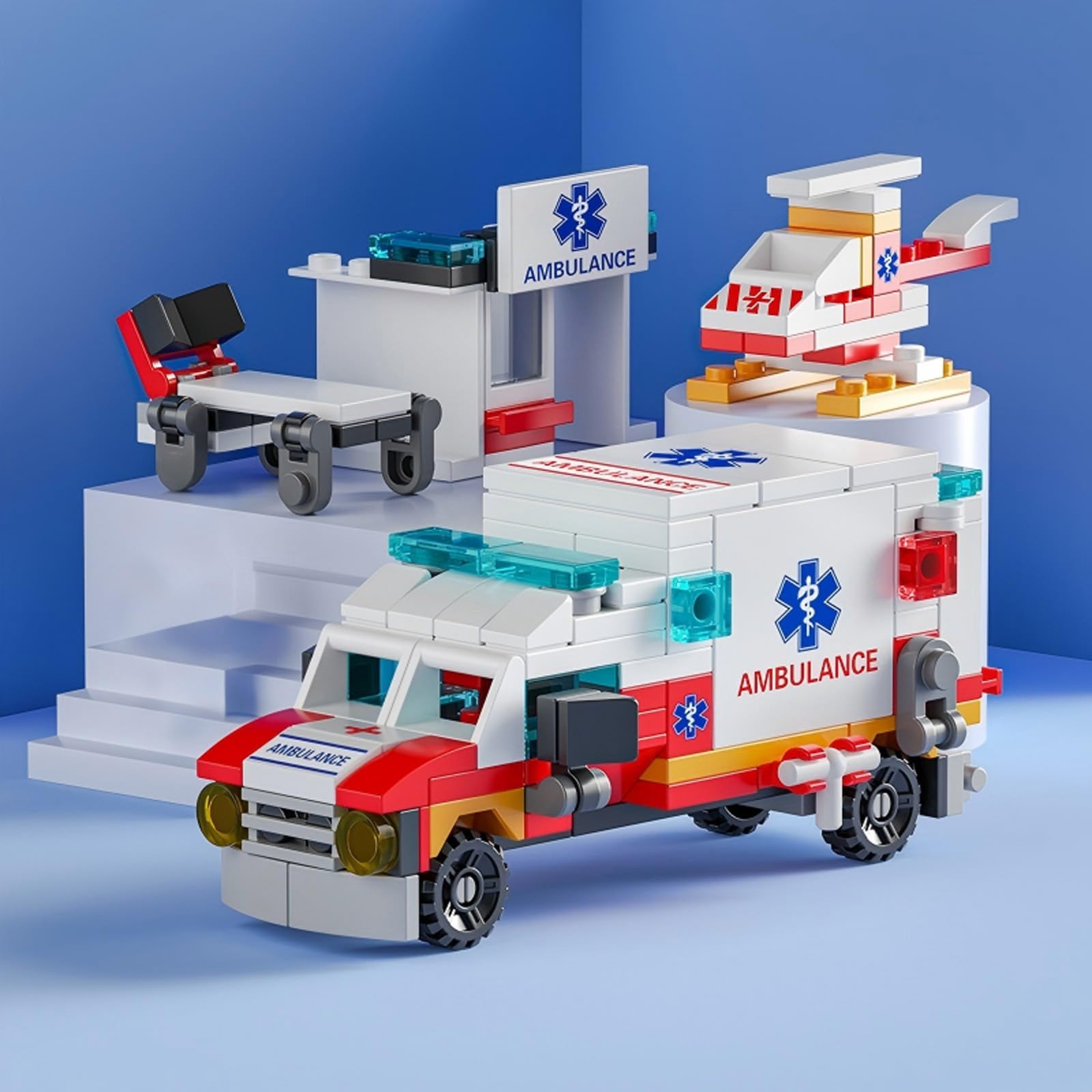 Ambulance Building Blocks Toy (122 Pieces) – 7 in 1 Emergency Vehicle Set, STEM Learning Creative Play, DIY Construction Toy for Kids Ages 6-12, Gift for Boys & Girls