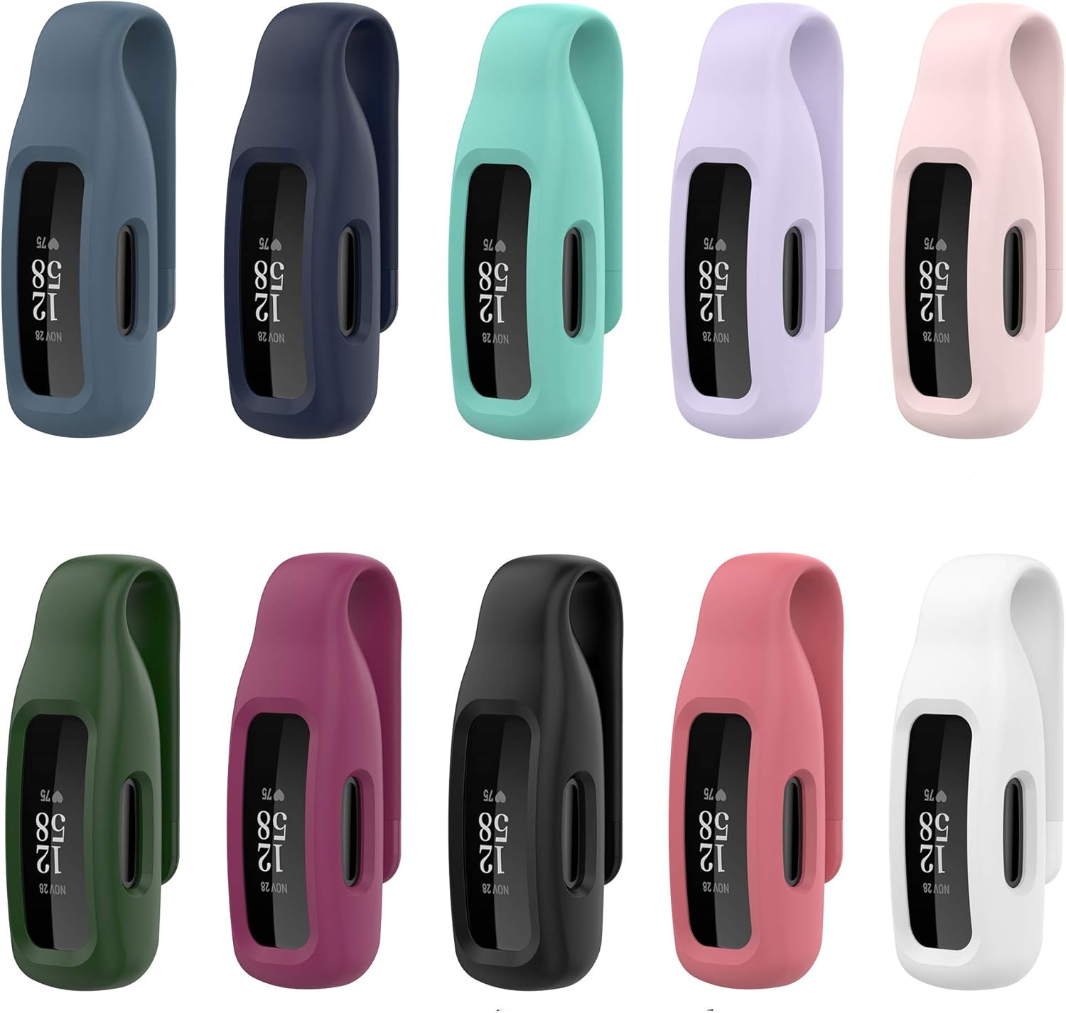 FitTurn Compatible with Fitbit Inspire 2 Clip Steel Clip Holder for Inspire 2 HR Colorful Portable Replacement Accessory Clip Clasp Strap Band for Inspire 2 HR Smartwatch (TenColors)