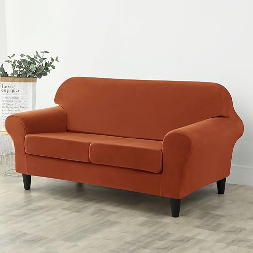 Miniatura 9 de 2 fundas de sofá de terciopelo elástico, fundas de sofá suaves con parte inferior elástica, protector de muebles antideslizante para mascotas y