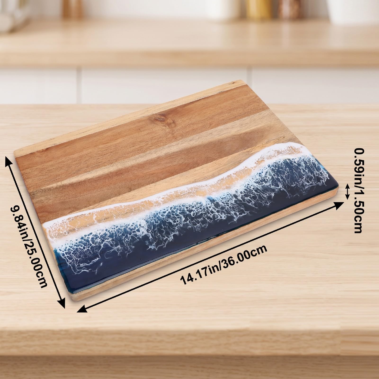 Fockety Tagliere Ocean, Legno Massello, 36x25x1,5 Cm, 1 Confezione