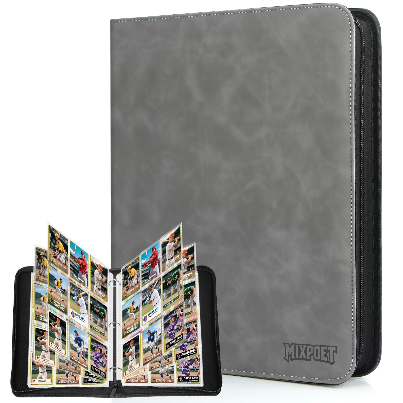 MIXPOET Trading Card Binder, Cards Folder Album with Sleeves, 9 Slot 900 Pockets, Collectible Games Storage Holder