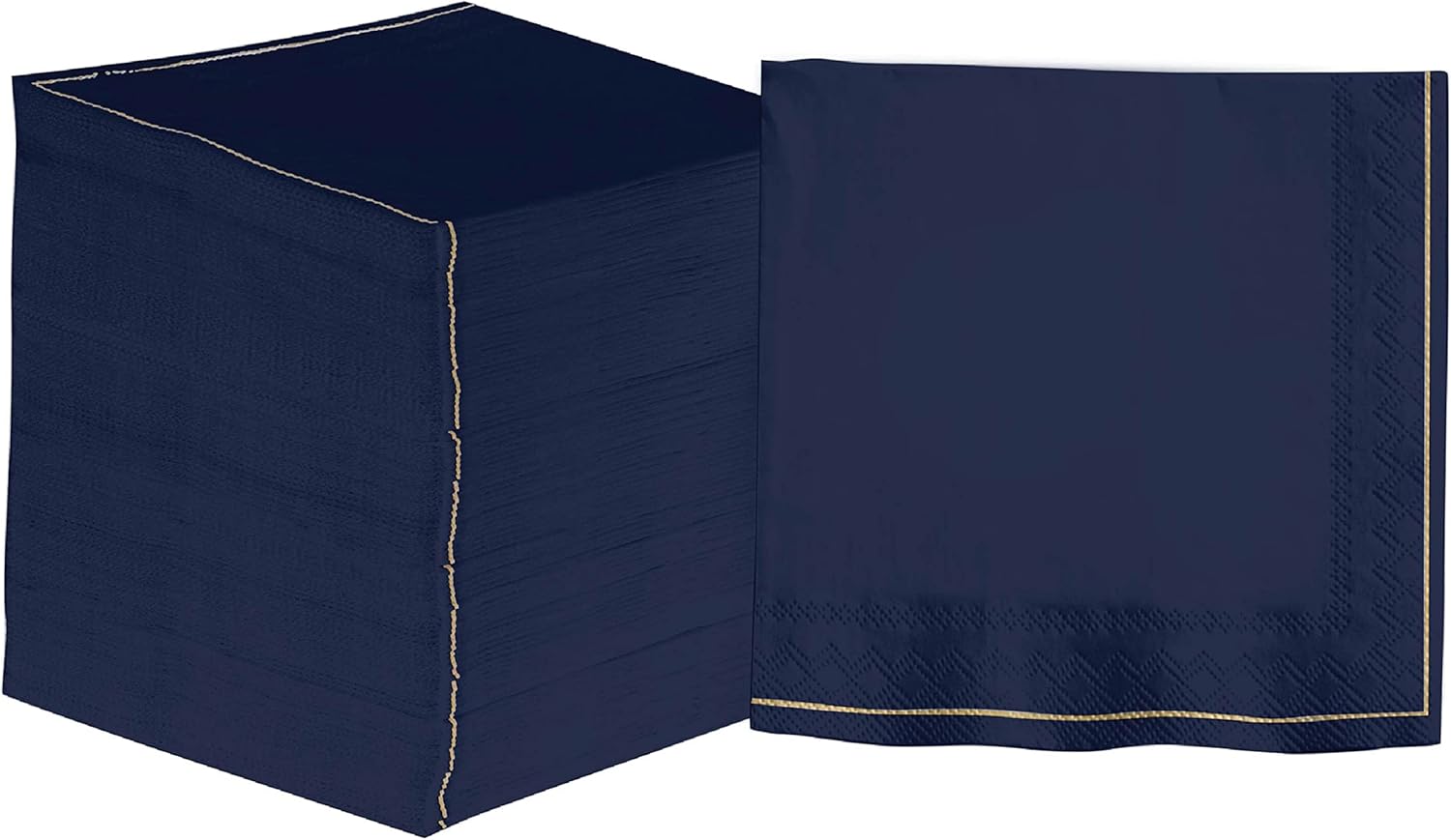 Luxe Party 120 Pack Sqaure Cocktail Napkins, Disposable, Premium 3 Ply Paper, 5 x 5 Inch, Decorative Beverage Napkin, Mauve with Gold Stripe