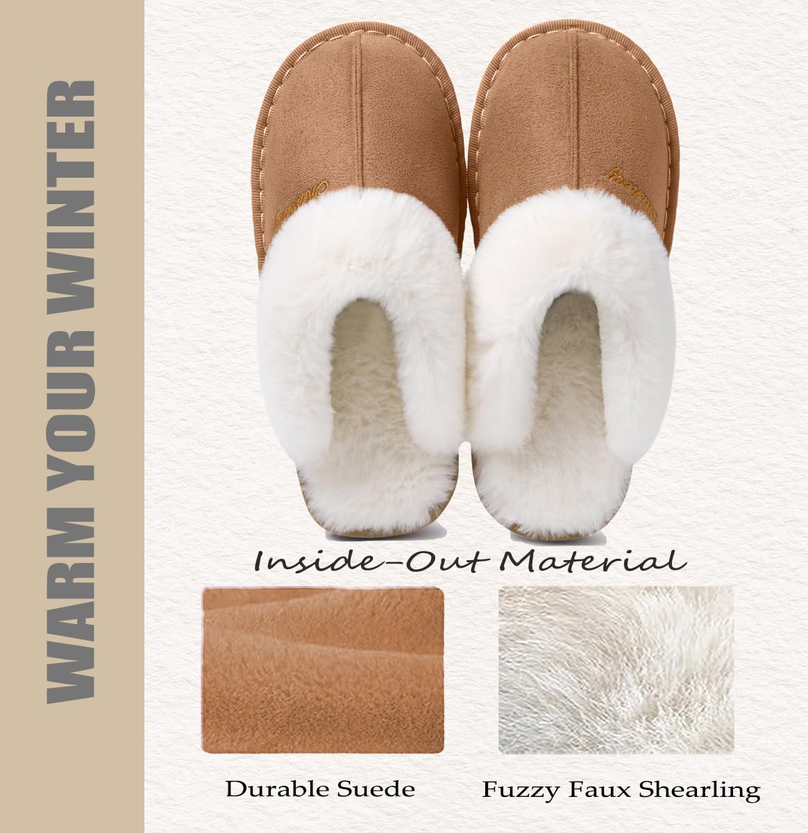 Chaussons Femme Homme Hiver Chaud Fourrés Antidérapants Confortable Doublure Maison Douce Pantoufles Intérieur/extérieur
