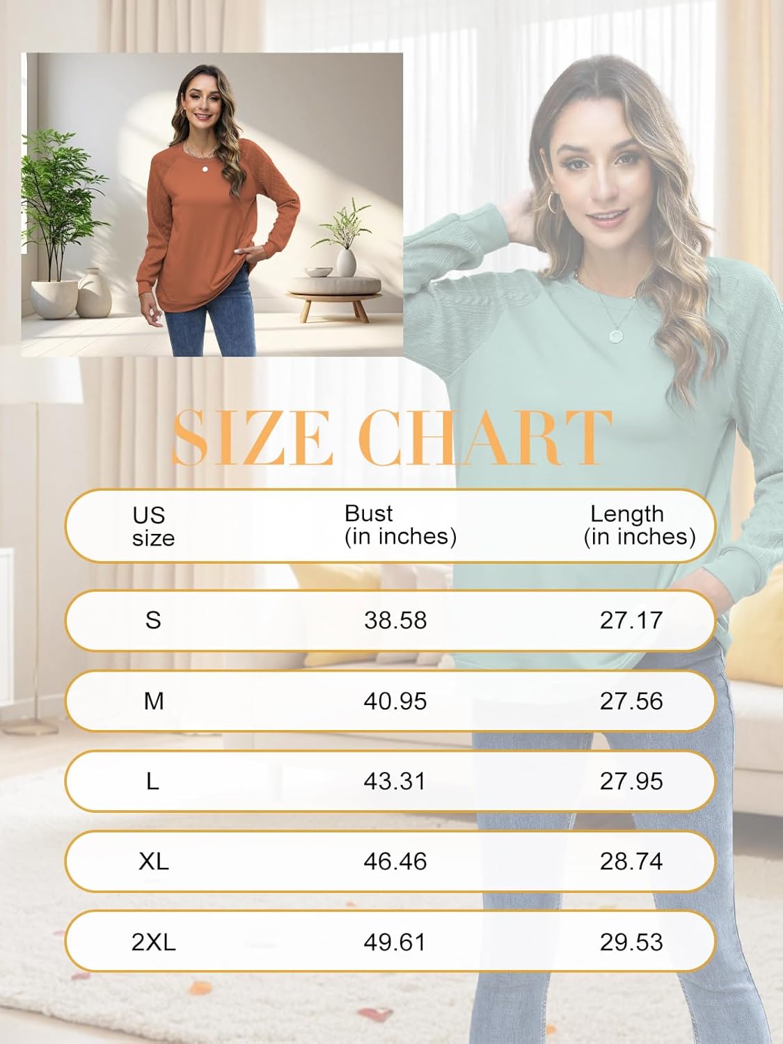 Long Sleeve Shirts for Women Casual Crewneck Cute Cable Knit Sleeve Tops Fashion 2024 Lightweight Pullover Sweatshirt - Image 6