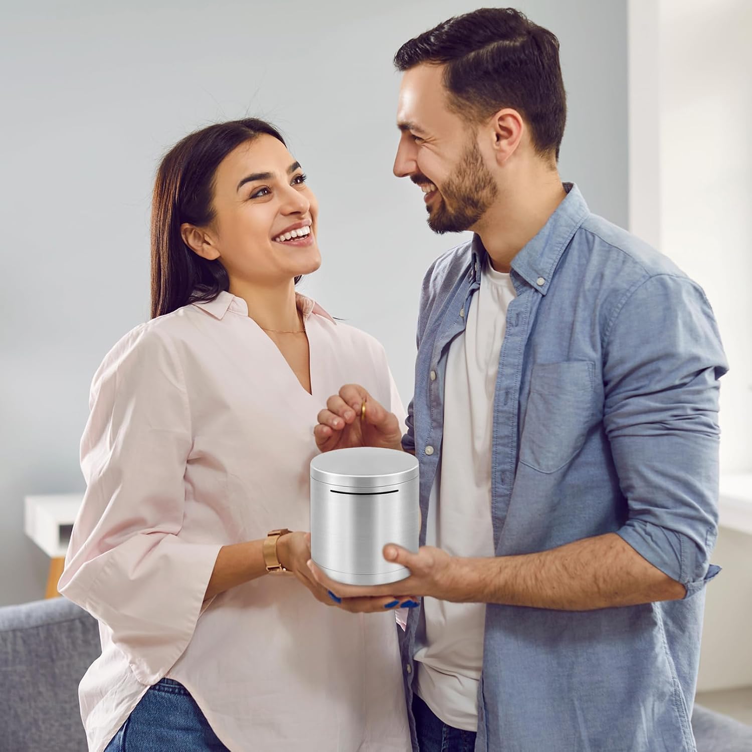 Money Saving Box Stainless Steel Money Box Unbreakable ＆ Unopenable Piggy Bank for Cash and Coin Saver Jar Help Budget and Save 5.9x5.9'', Toys image 5
