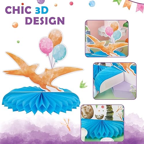 Miniatura 3 de Centro de mesa de fiesta de dinosaurios en acuarela 8 piezas de decoración de mesa de fiesta de dinosaurios para niños y niñas decoración de mesa de