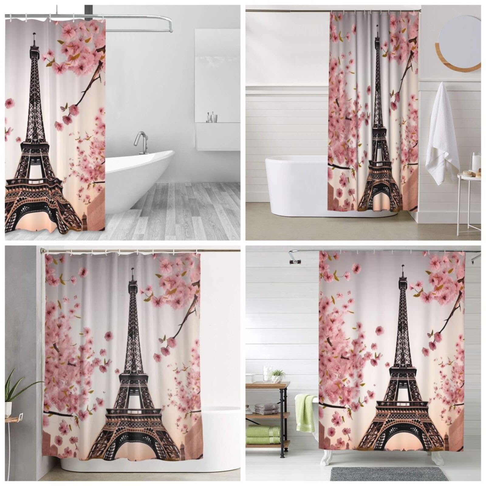 Rideau de douche imperméable anti-éclaboussures 152 x 183 cm Paris