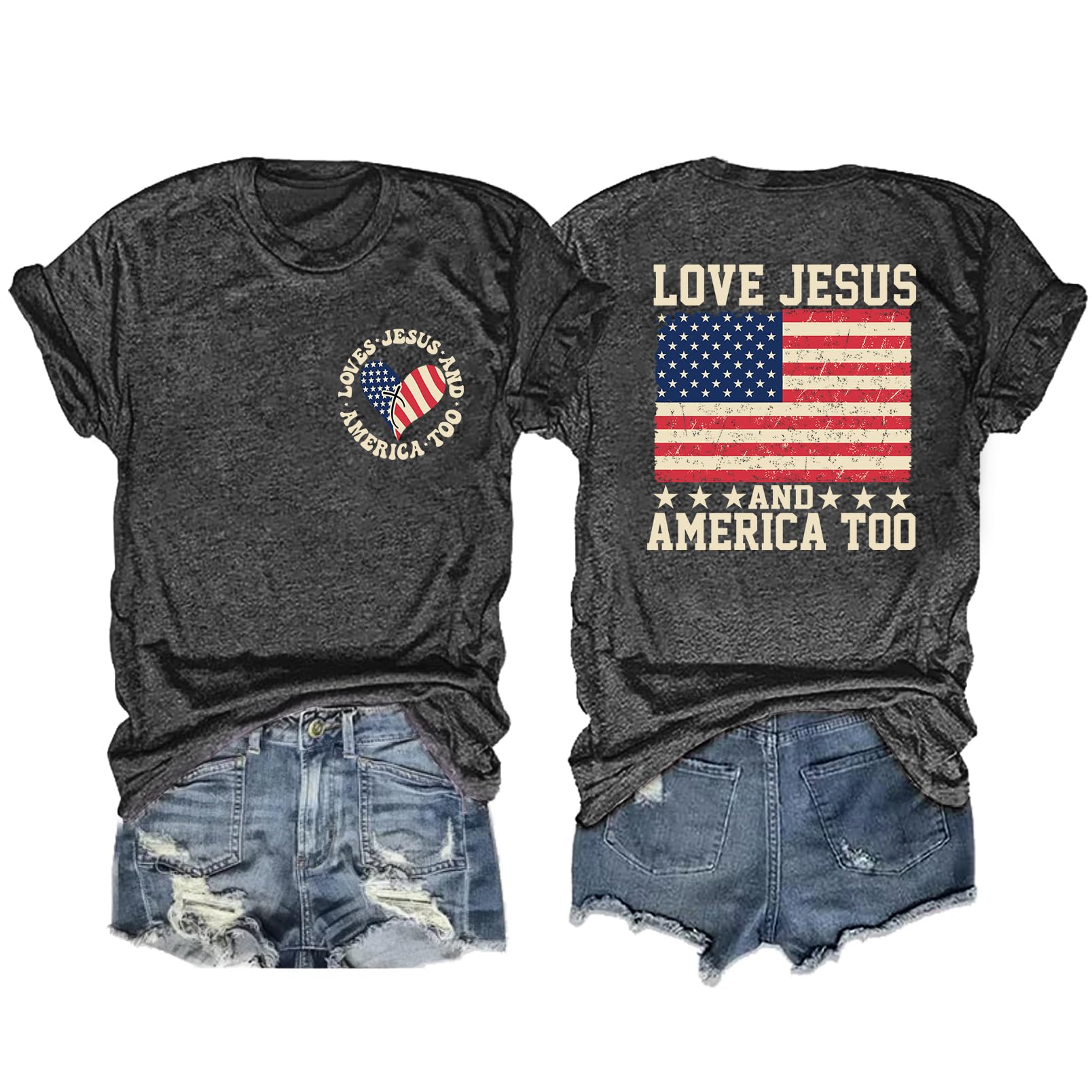 American Flag Shirts Women: 4th of July T-Shirt Independence Day Patriotic Tees USA Flag Graphic Short Sleeve Tops