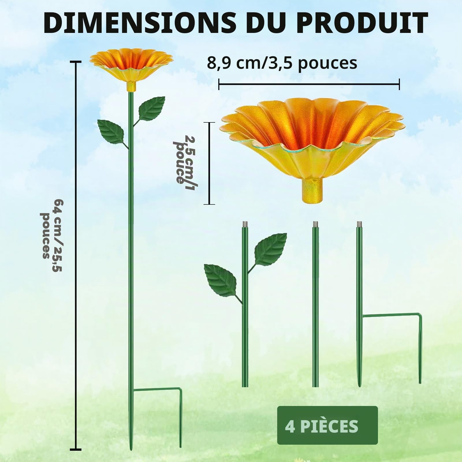 Abreuvoir pour Abeilles Jardin 4 Pièces, Distributeur d'eau pour Abeilles, Abreuvoir À Abeilles, Mangeoires D'abeilles en Métal, Décoration Extérieur Cadeau Jardinage