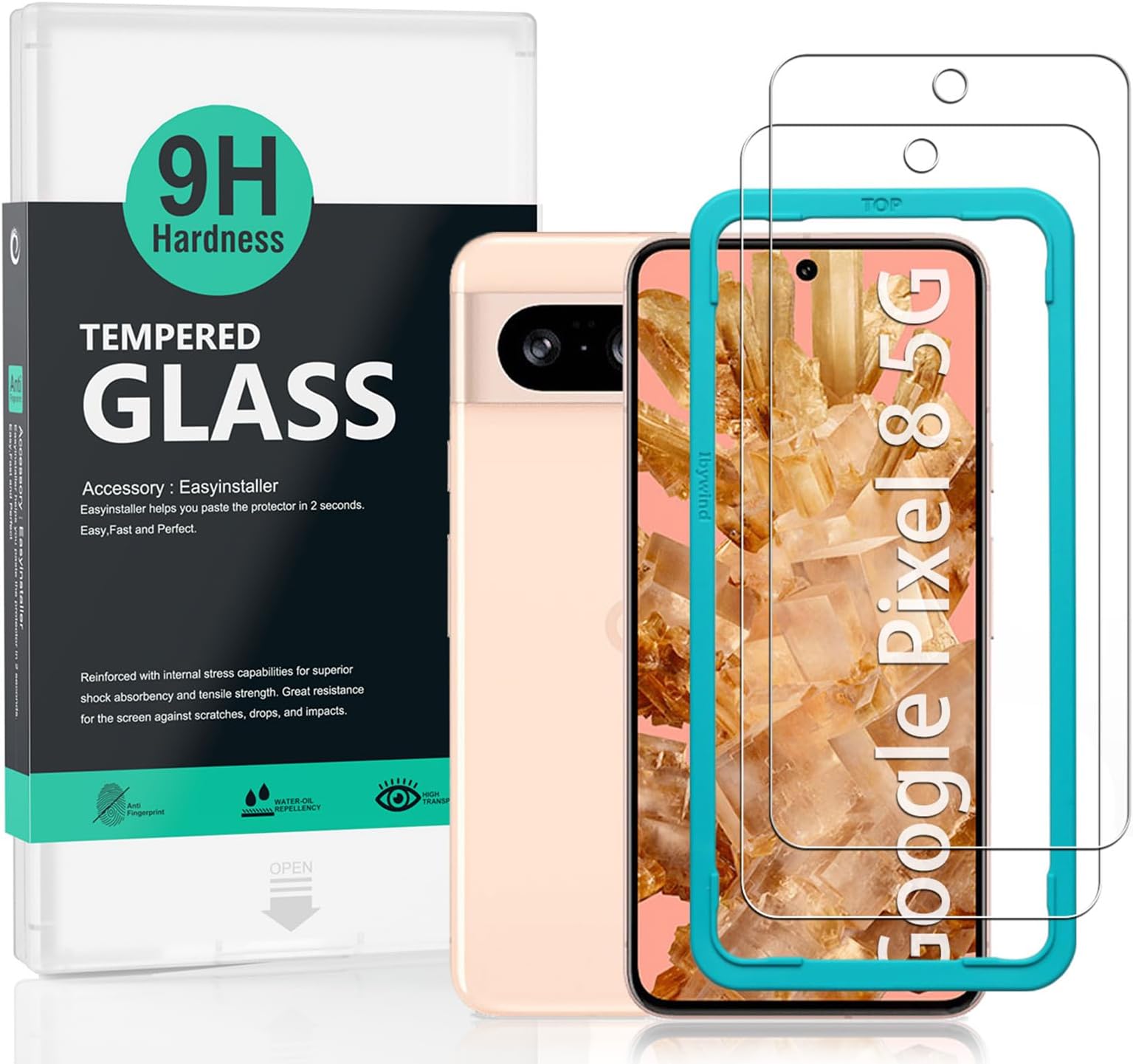 Ibywind 2 Pack Screen Protector For Google Pixel 8 5G 6.2",9H Hardness Tempered Glass,Easy to install