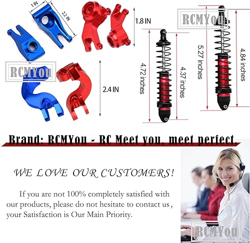Miniatura 9 de Actualizaciones para ARRMA 110, amortiguadores RC de aleación, bloque de ruedas, bloques de dirección, portadores de eje trasero para granitoSenton