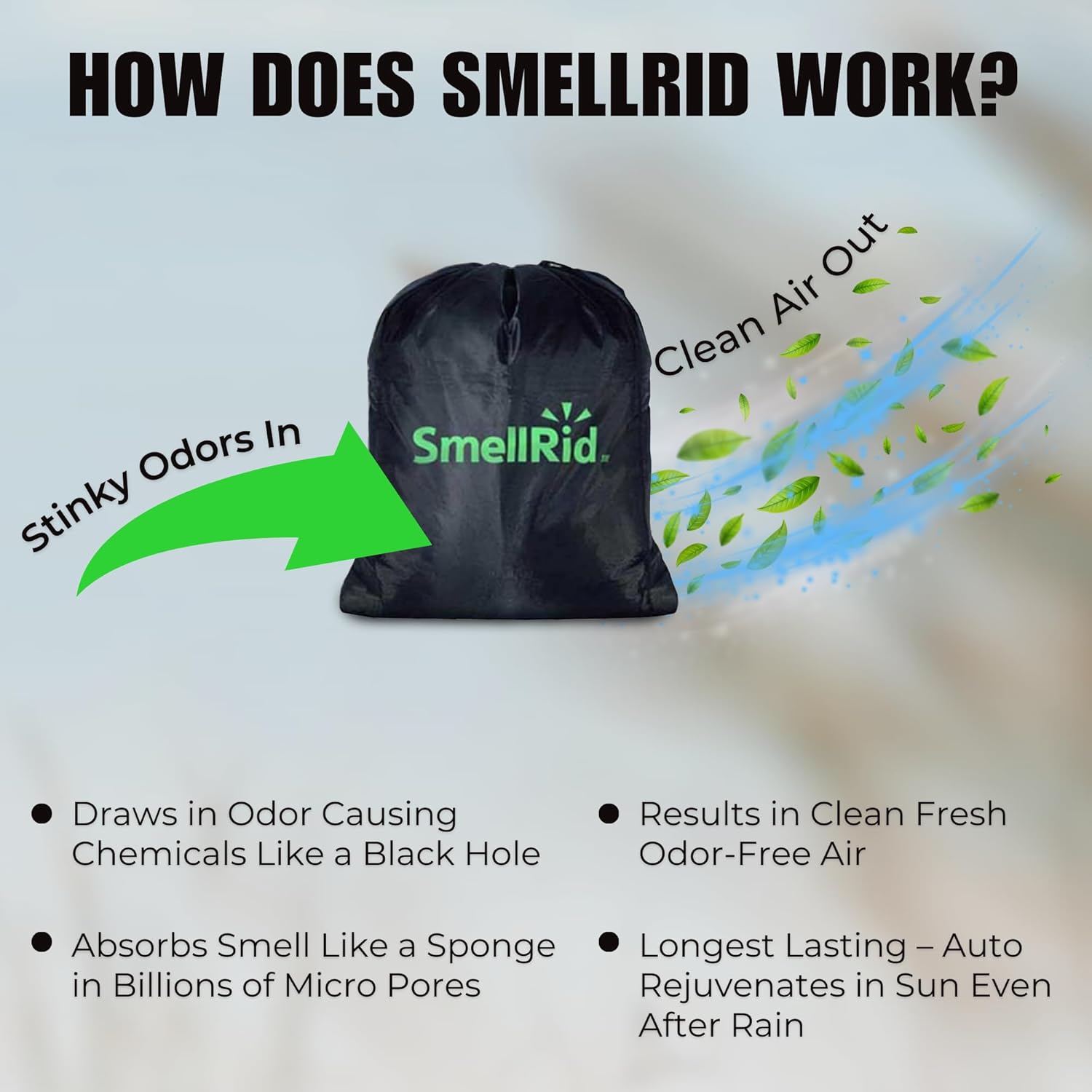 SMELLRID Activated Carbon Odor Eliminator Pouch – Neutralizes Odors in Closets