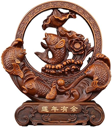 SHUTING2020 Estatua china de feng Shui, estatua de Feng Shui, escultura de resina de pescado, riqueza, prosperidad, decoración del hogar, oficina,