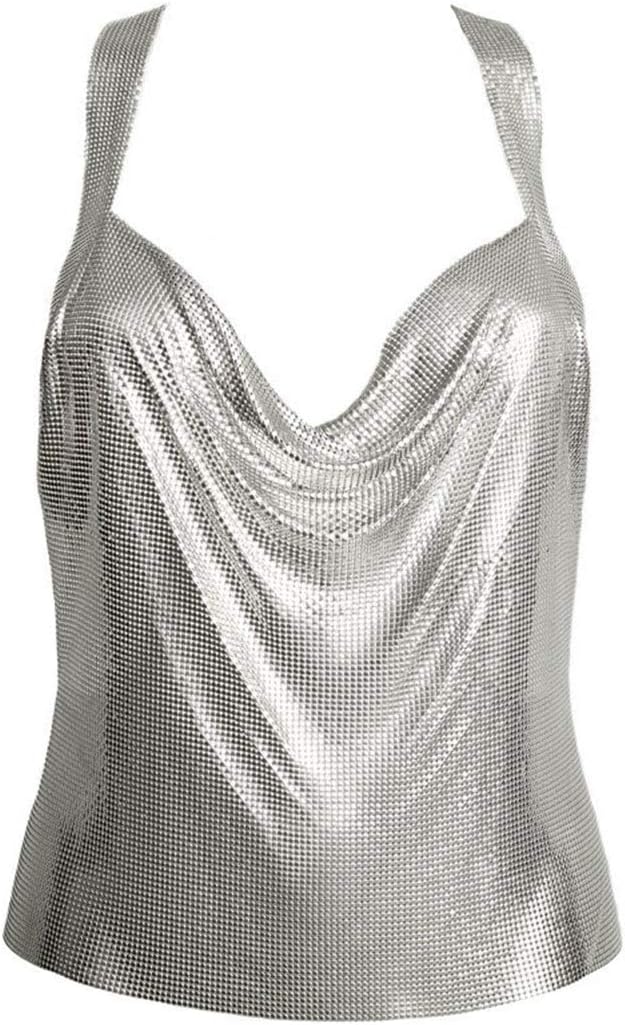 Amazon.com: Sequins Crop Tops Shirts Crystal Body Chain Silver ...