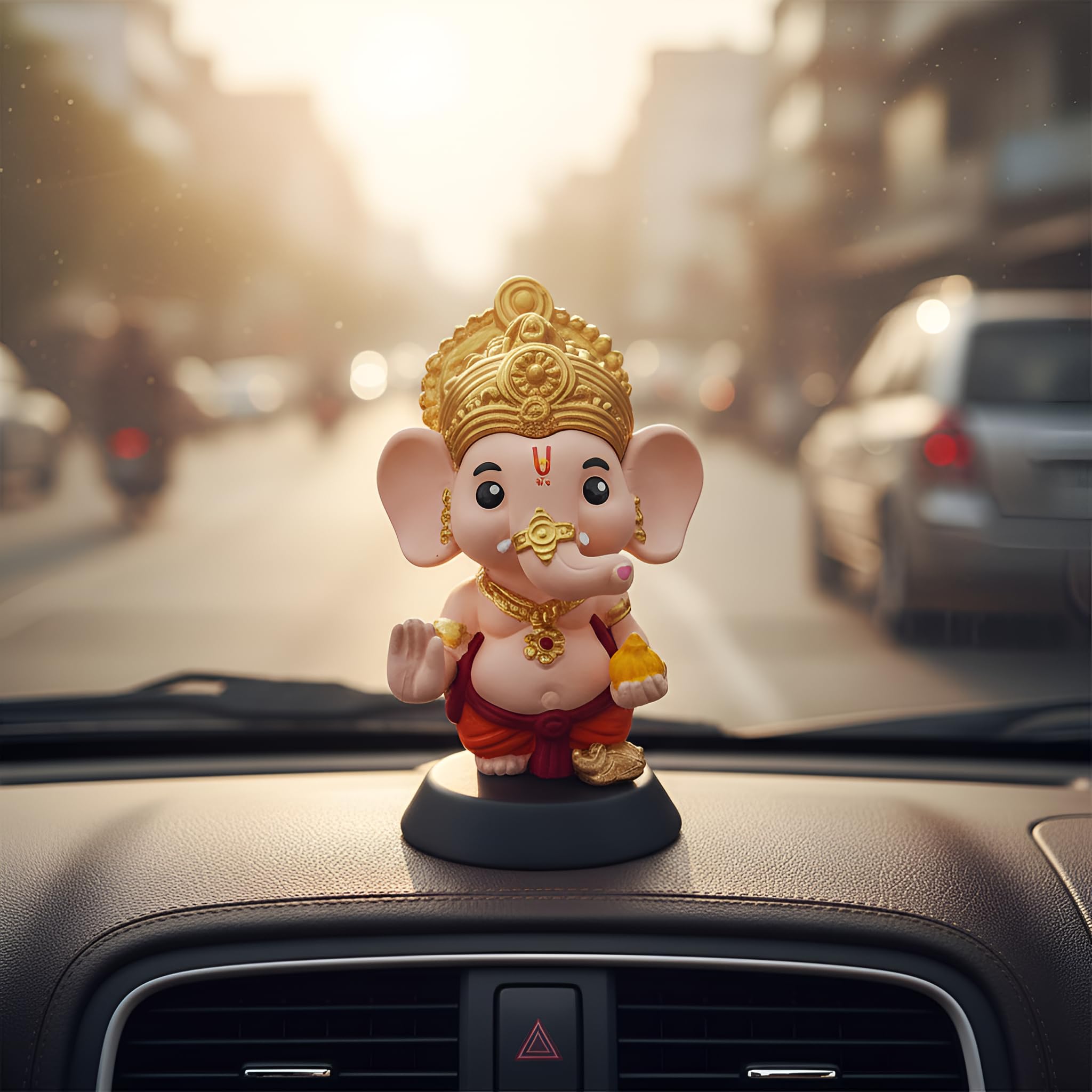Ganesha Idol for Home Decor, Ganpati for Car Dashboard Unique God Idol for Puja, Ganesh Ji Murti for Temple Office Desk Small Statue Washable PVC and ABS Material (1, Ganesh Ji Skin Tone)-image-10