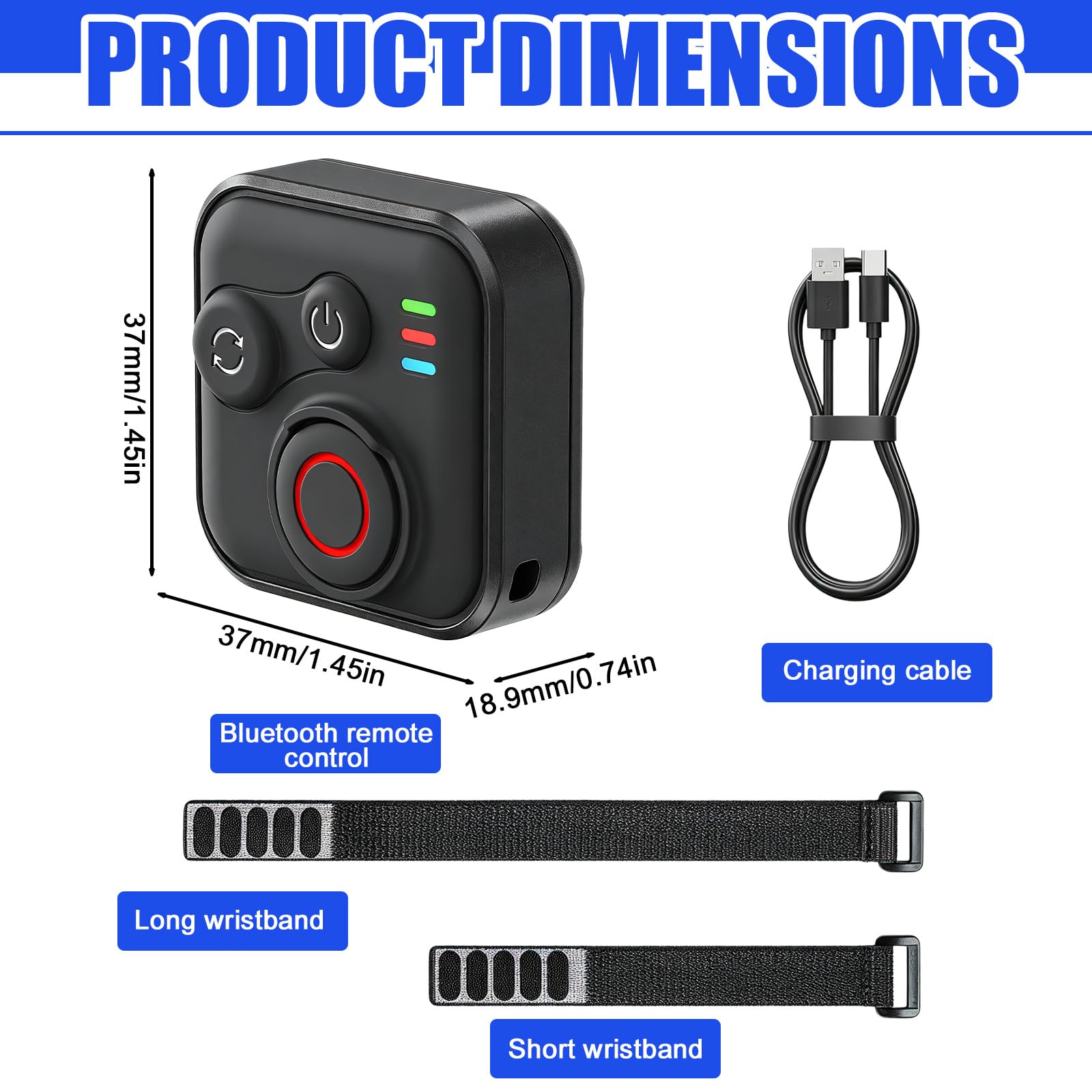 Telecomando Bluetooth per Insta360 X5/X4/X3/X2/ONE RS 1/Ace Pro/Ace Pro 2/A-ce/GO 3S/Hero 13/12/11/10/9/8/MAX/Mini/IOS/Android, portata 50 m, wireless, con cinturino da polso