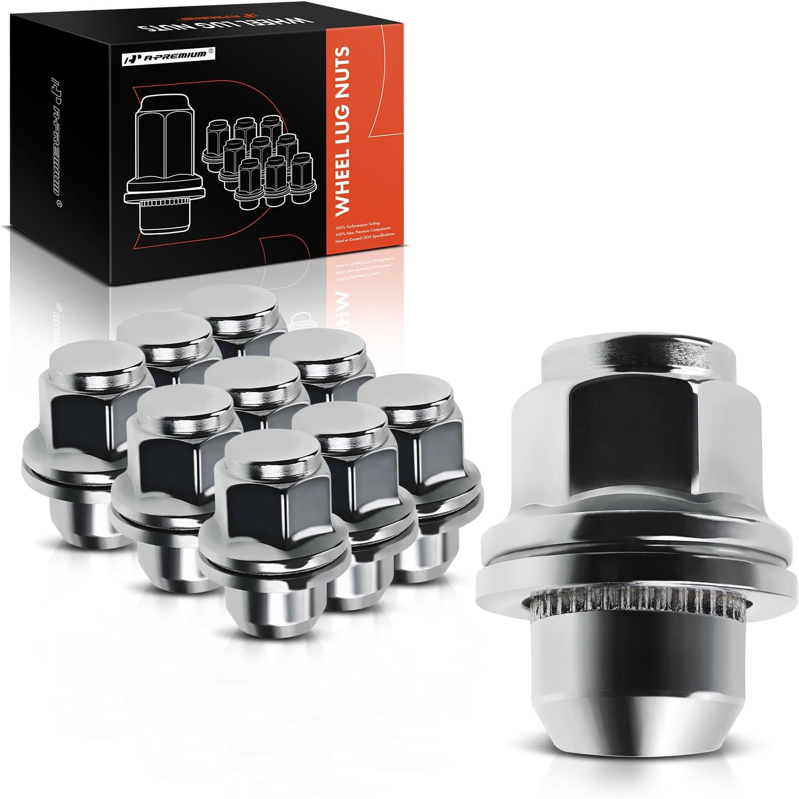 A-Premium M12-1.25 Wheel Lug Nuts Compatible with Nissan Pathfinder Maxima Murano 370Z INFINITI QX60 Q50 G25 G35 G37 QX50 Q60 Front or Rear Side 10-PC Set